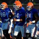 Florida Gators football team stretch before a fall practice - 1280x853