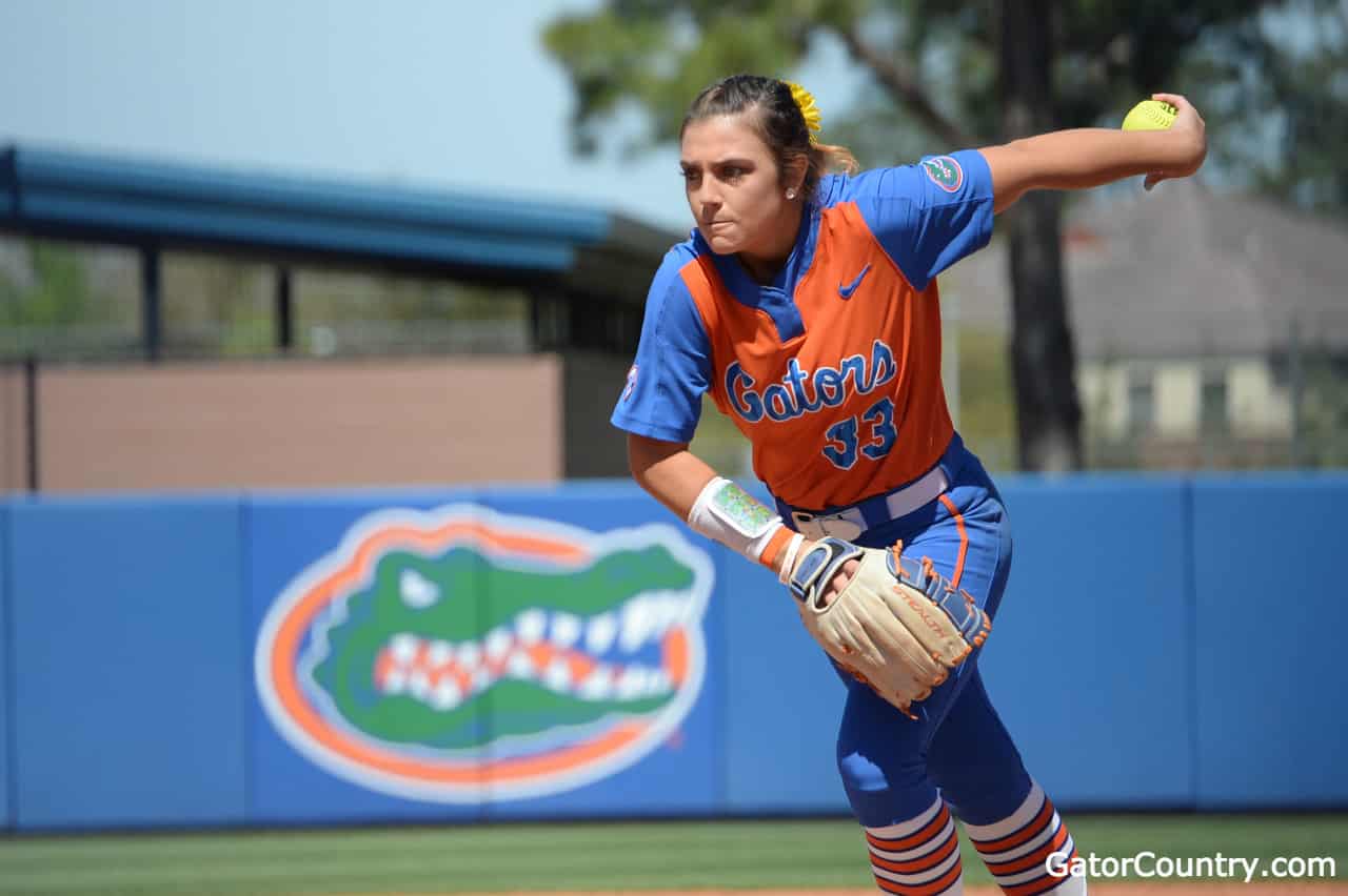 Florida Gators Softball Pitcher Delanie Gourley Pitches Against Missouri Gatorcountry Com