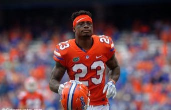 University of Florida defensive back Chauncey Gardner runs out of the tunnel before the Florida Gators game against Vanderbilt- Florida Gators football- 1280x852