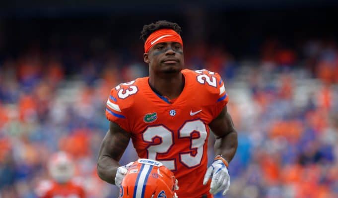 University of Florida defensive back Chauncey Gardner runs out of the tunnel before the Florida Gators game against Vanderbilt- Florida Gators football- 1280x852