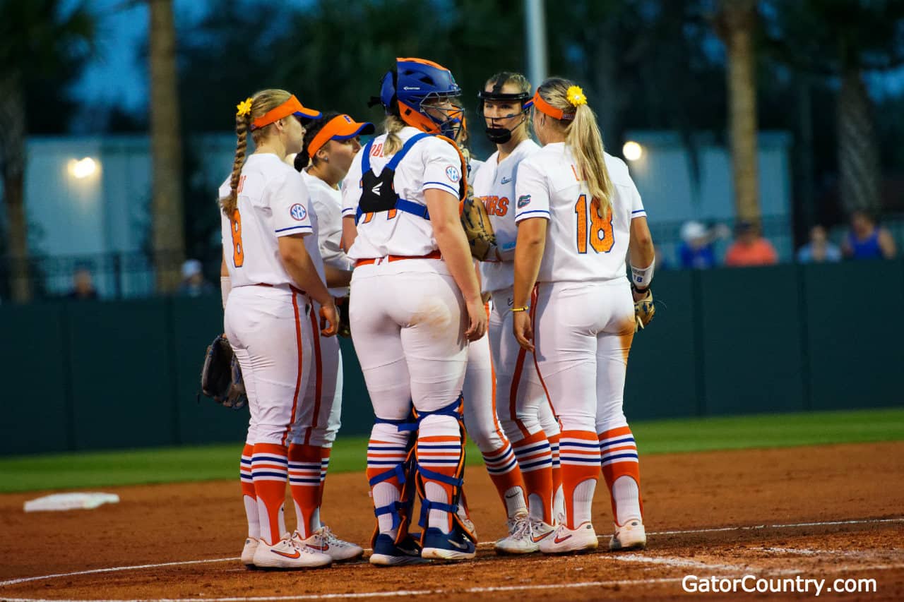 Florida Gators Softball meets in the circle