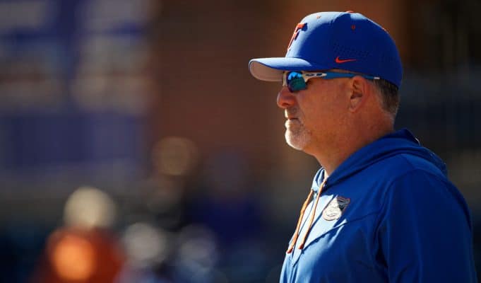 Florida Gators softball coach Tim Walton looks on as the Gators defeated Bowling Green- 1280x853