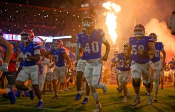 The Florida Gators run out of the tunnel before teh UCF game- 1280x853