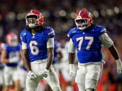 Florida Gators WR Elijhah Badger celebrates against Kentucky- 1280x853