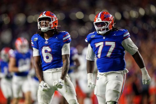 Florida Gators WR Elijhah Badger celebrates against Kentucky- 1280x853