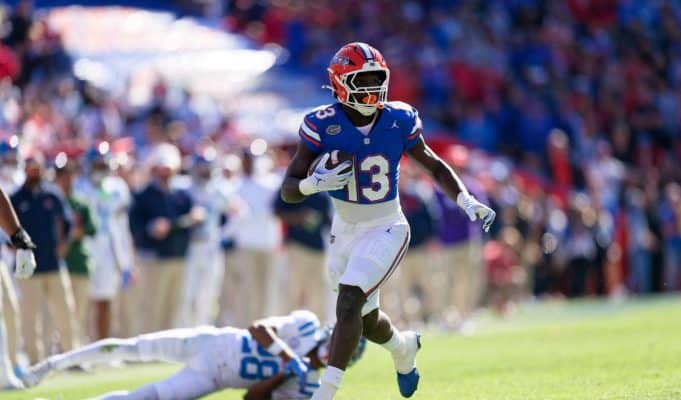 Florida Gators running back Jadan Baugh scores against Ole Miss- 1280x853